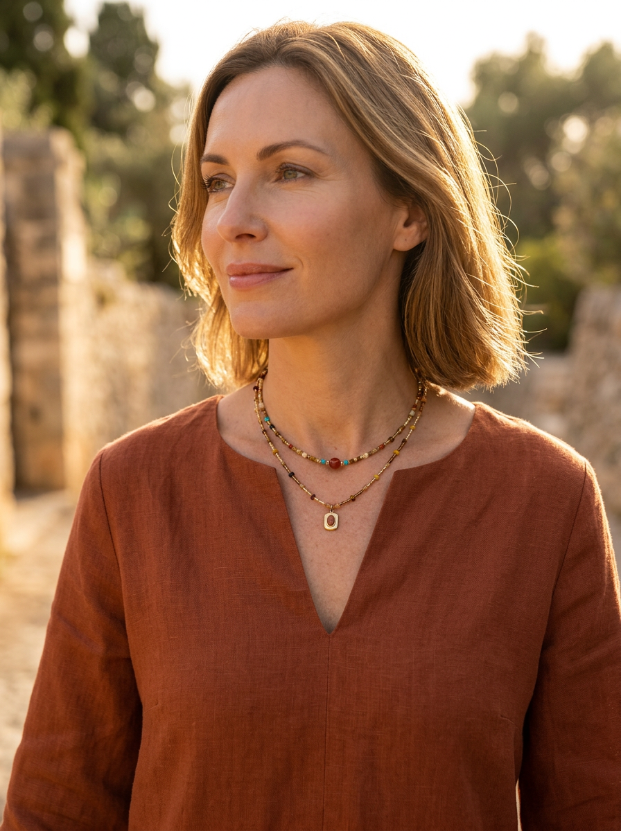 Natural Stone Boho Jewelry Choker Necklace