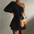 2023 Loose Slim Slanted Shoulder Short Dress