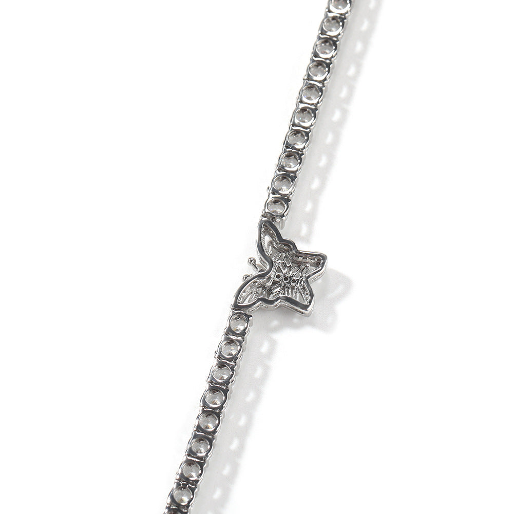 diamond tennis necklace butterfly chain