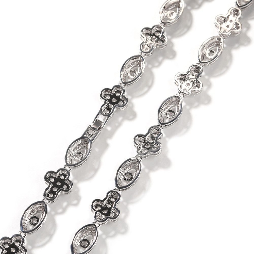 mens gold chain Diamond eye cross necklace
