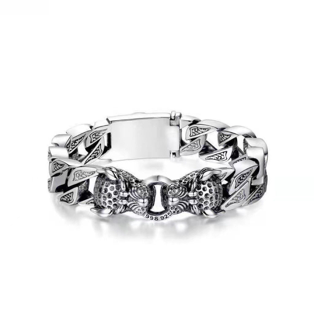Very domineering retro double leopard men's bracelet