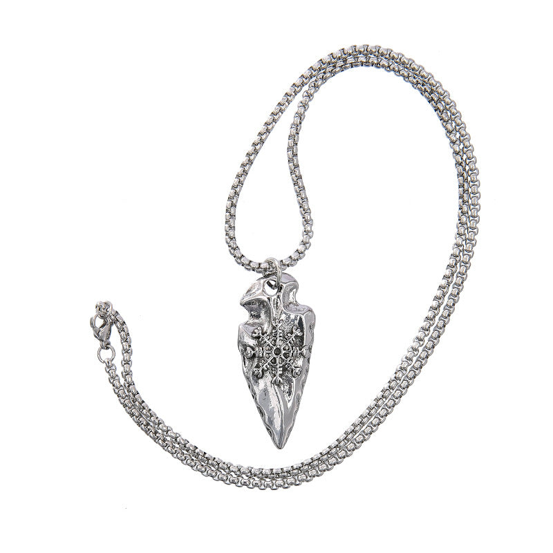 Nordic Viking triangular shield compass necklace