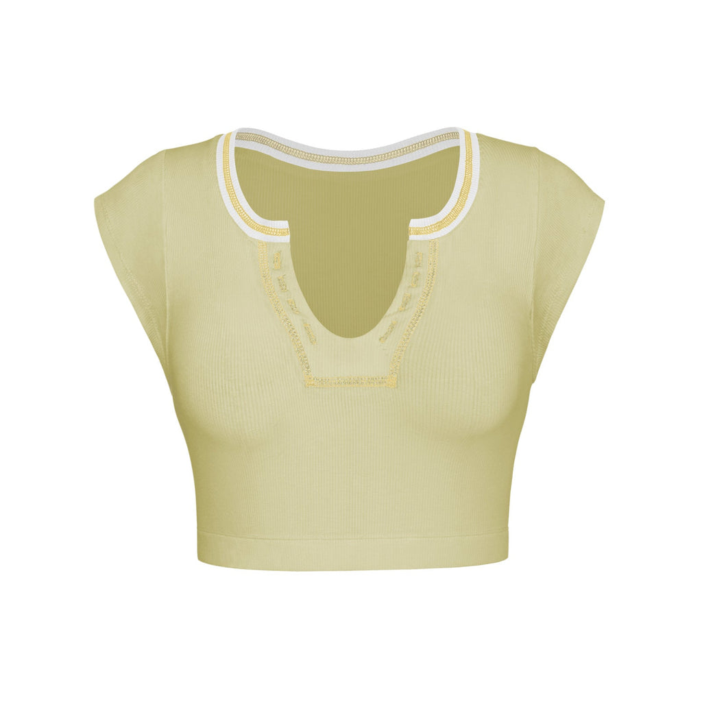 Slim Fit Ultra Short Sexy Spicy Girls Top Knitted Thread T-shirt