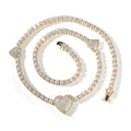 mens gold chain tennis Love heart necklace