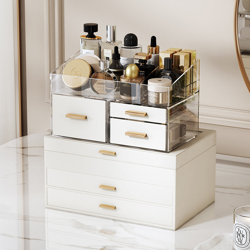 PU leather window multi-layer drawer-style jewelry box