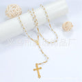 rosary necklace colorful pink crystal necklace
