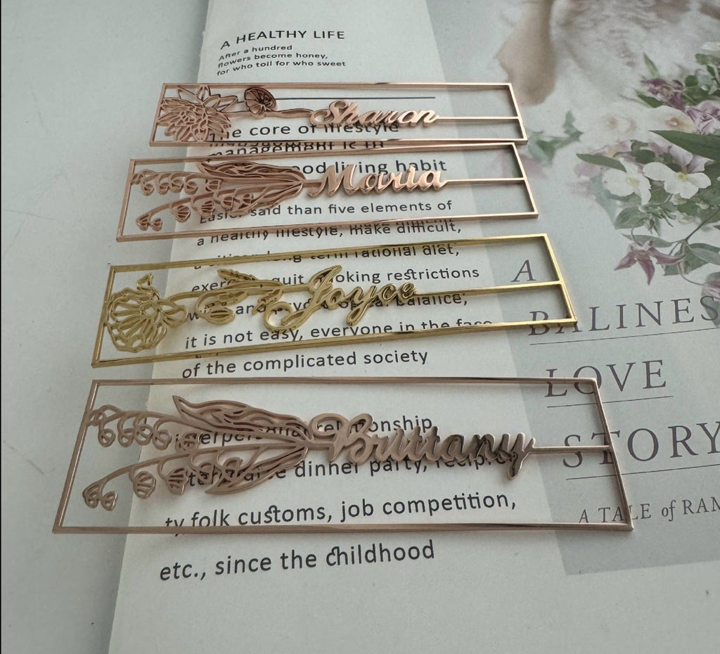 customized birthday flower name bookmark