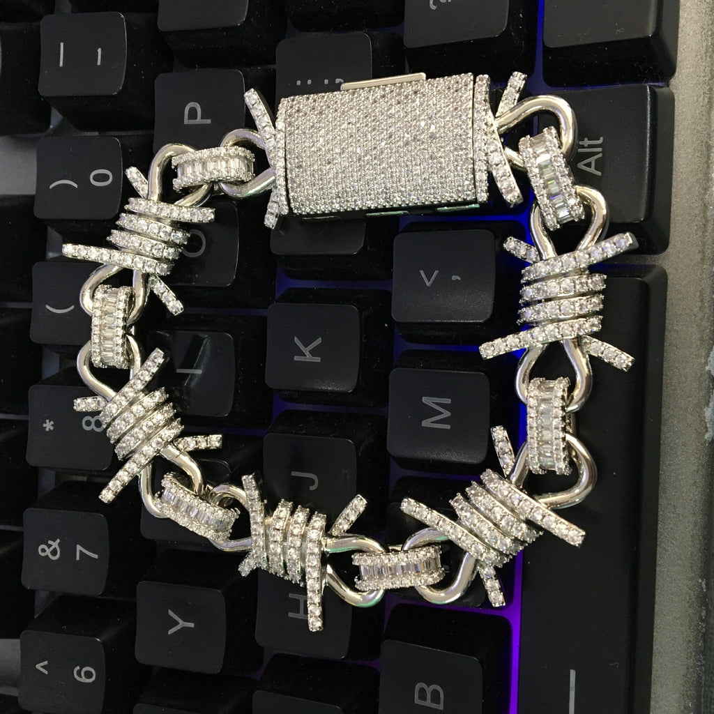 Wire chain diamond thorn necklace bracelet