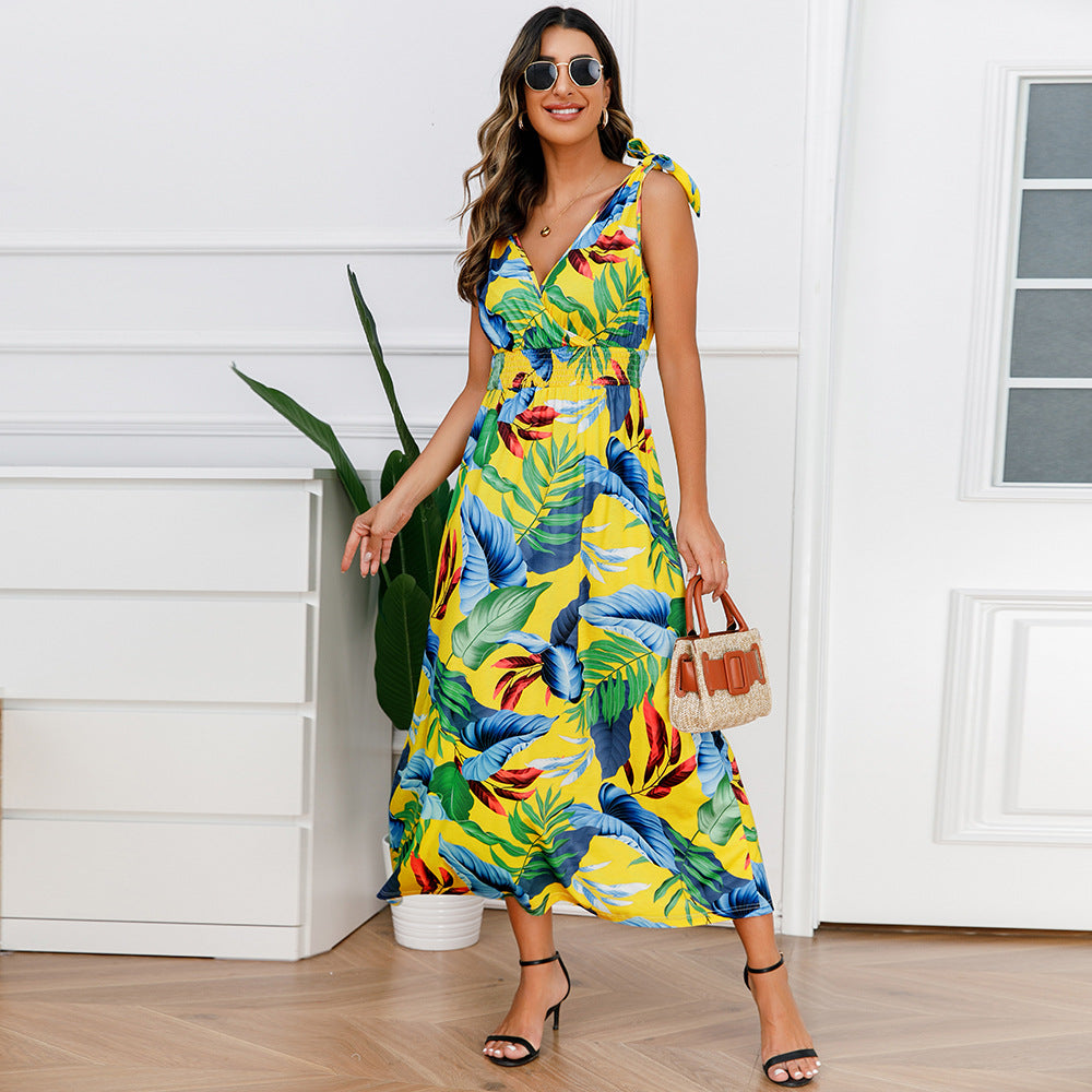Hawaiian Beach Dress Summer Print Long Skirt Women's Dress
