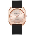 Simple, square quartz silicone watch with a stylish silicone strap