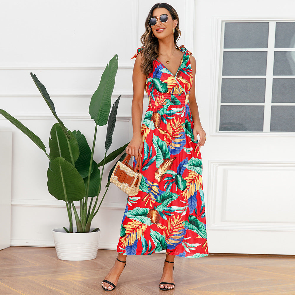 Hawaiian Beach Dress Summer Print Long Skirt Women's Dress