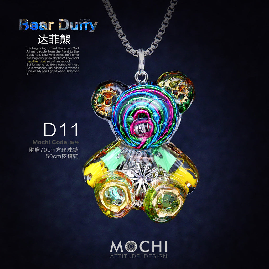 Creative Cyberpunk Duffy Bear Couple Necklace Sweatshirt Pendant