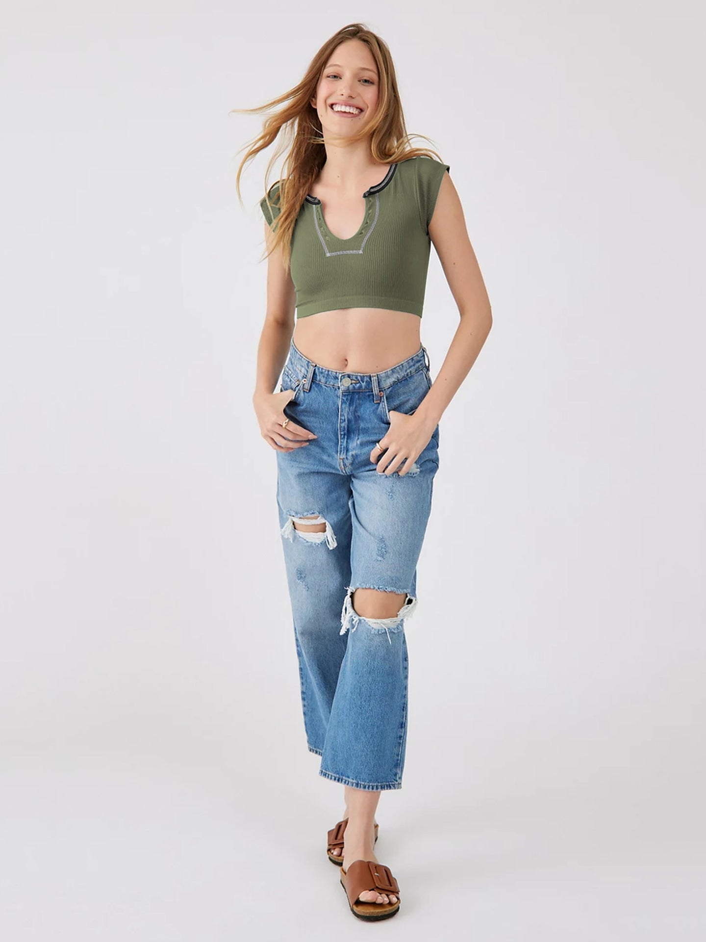 Slim Fit Ultra Short Sexy Spicy Girls Top Knitted Thread T-shirt