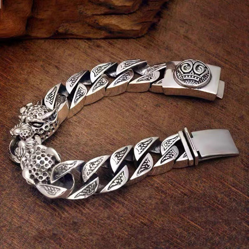 Very domineering retro double leopard men's bracelet