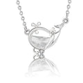 s925 Silver Sea Blue Half Moon Zircon Whale Necklace