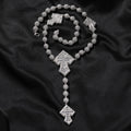moissanite chain round bead cross necklace