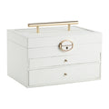 Portable large capacity jewelry box with large mirror