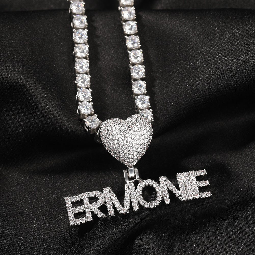 Heart Button Zircon Hip Hop Necklace