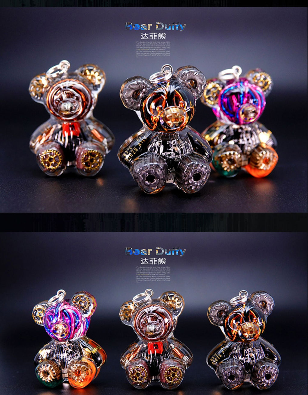 Creative Cyberpunk Duffy Bear Couple Necklace Sweatshirt Pendant