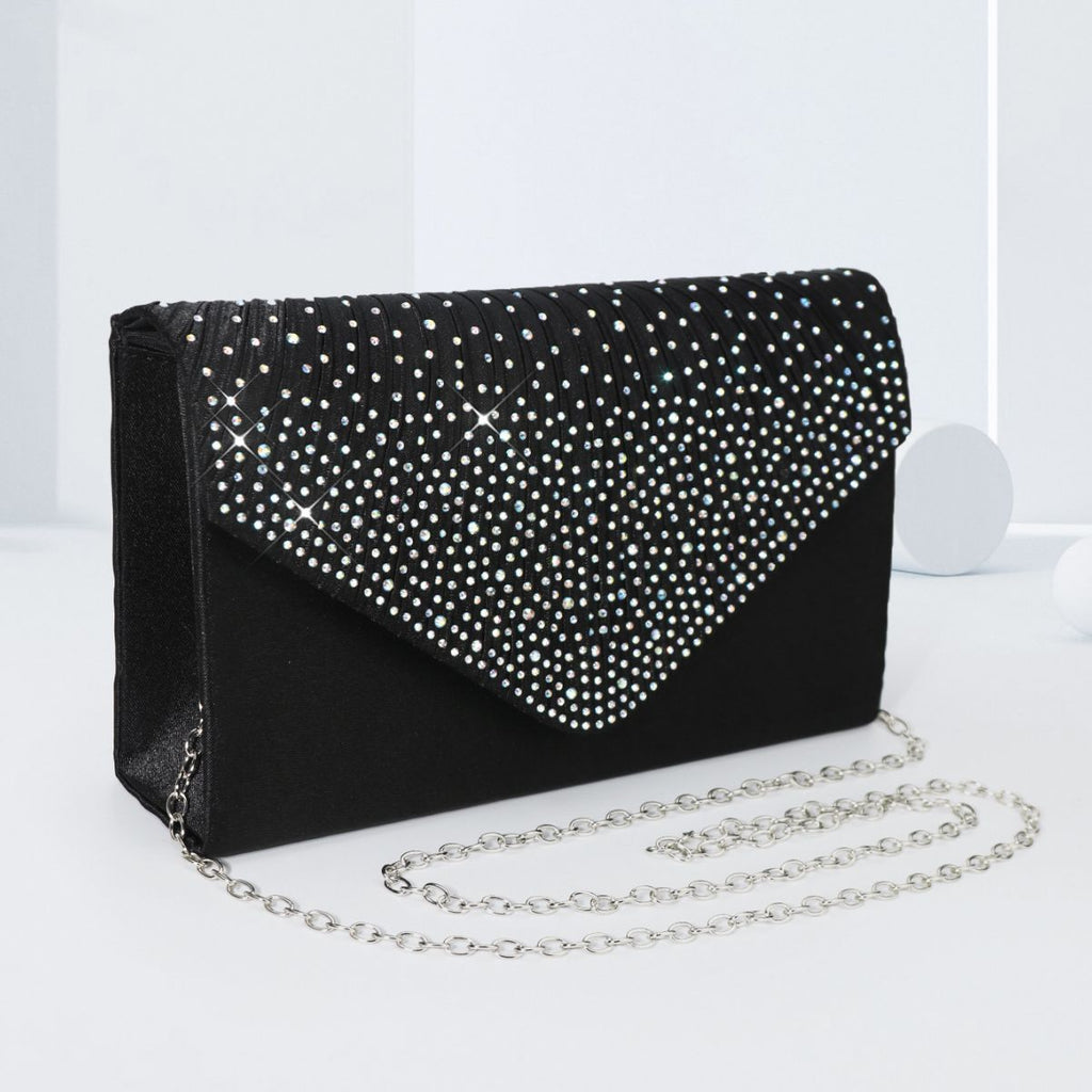 Colorful hot diamond black clutch