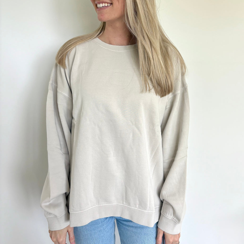 Bone Oversized Boxy Crew