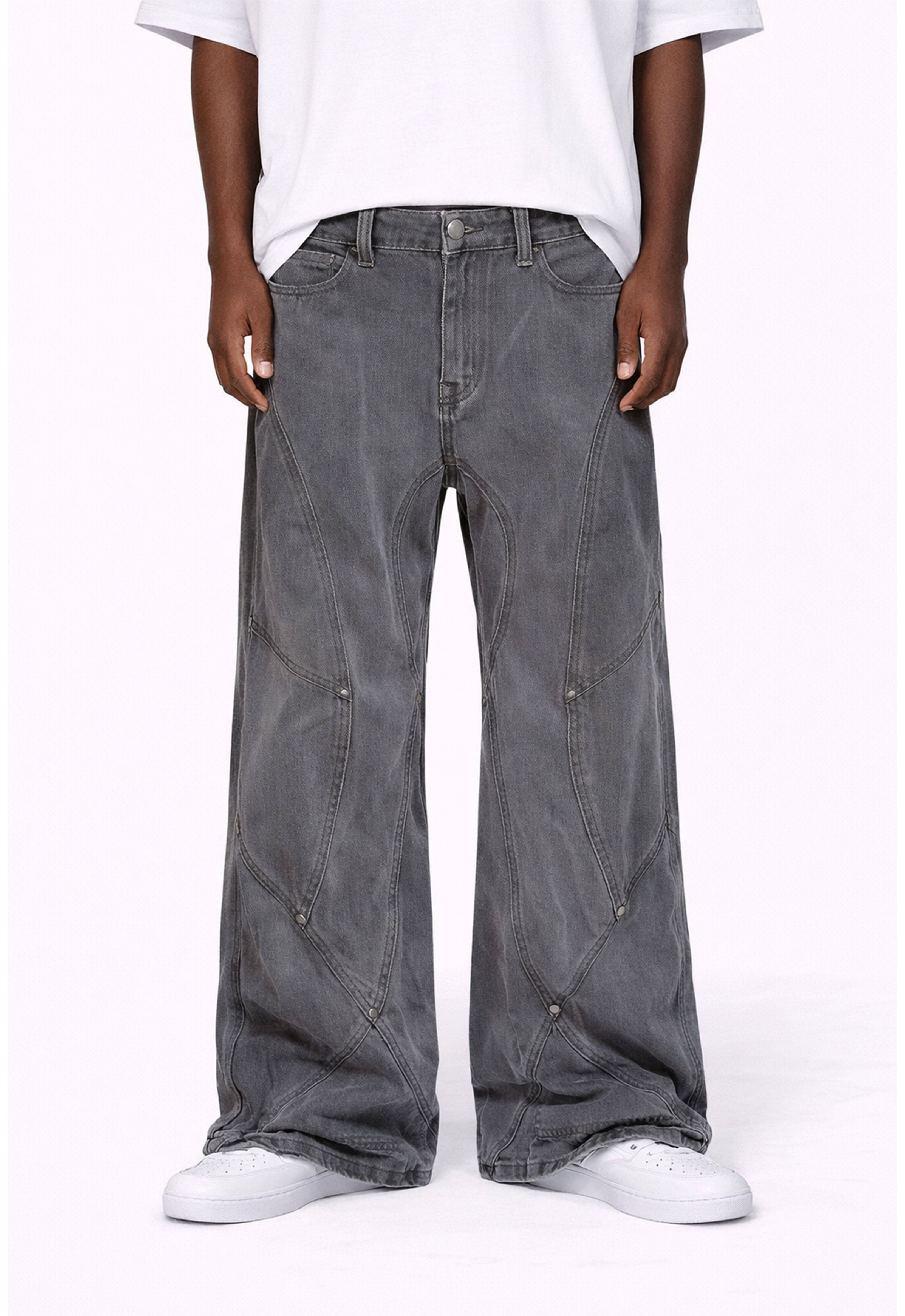 GREY PANEL DENIM