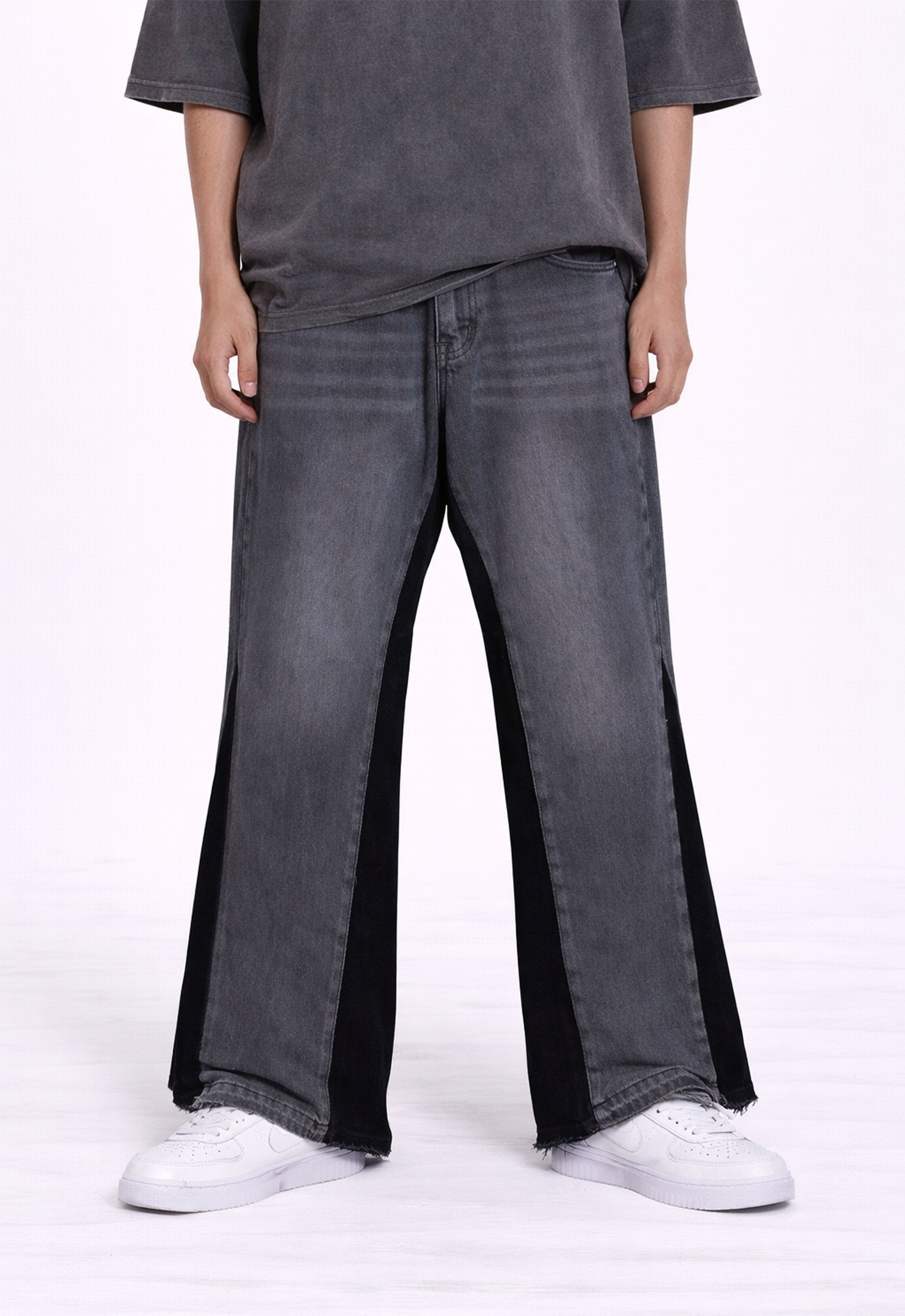 CHARCOAL SPLIT DENIM