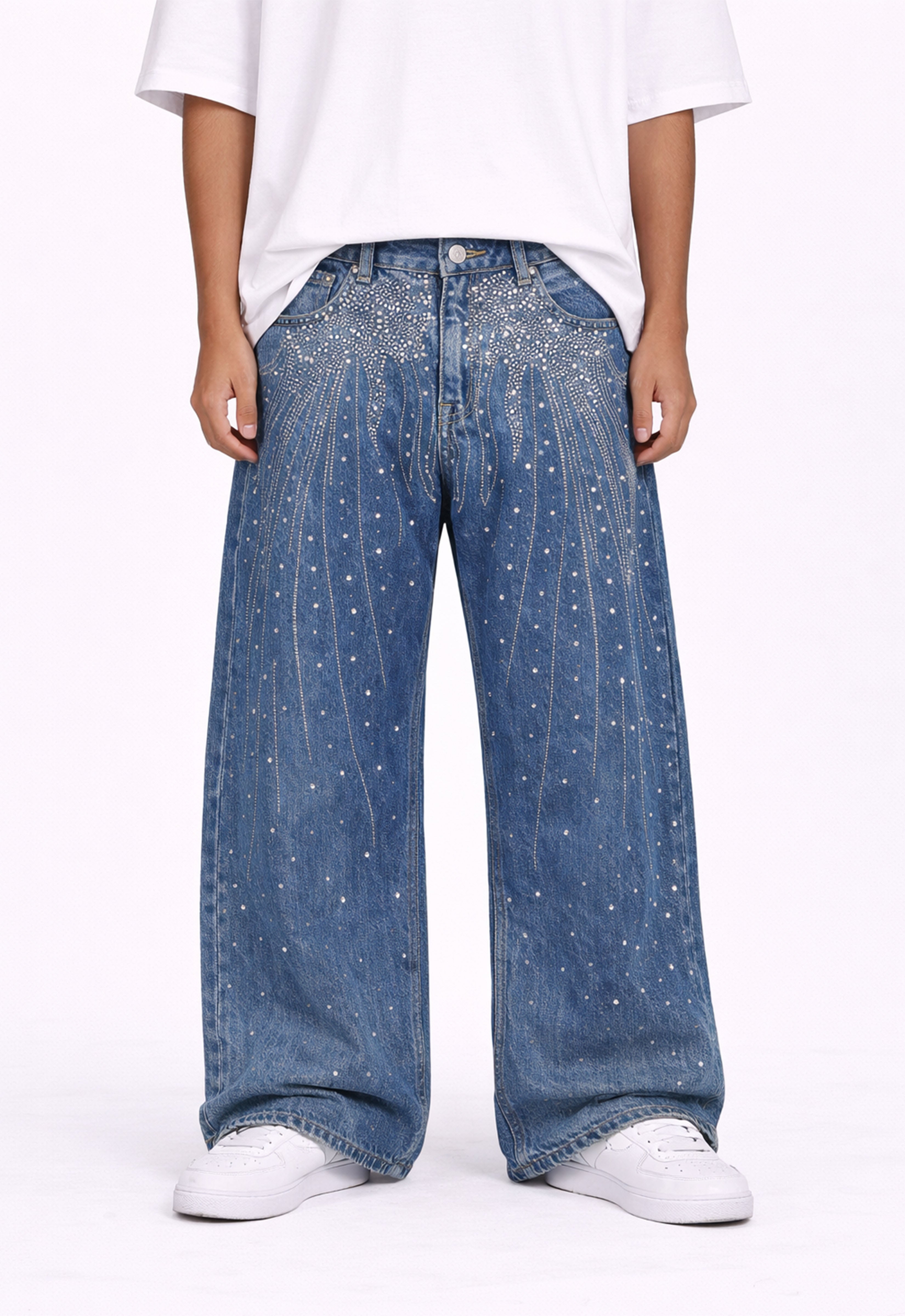 AZUL FLORAL RHINESTONE DENIM