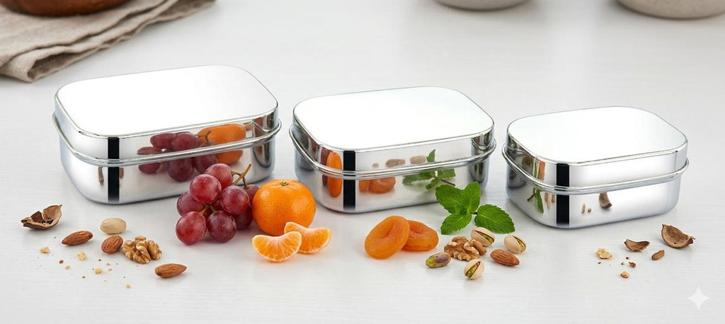 Nesting Stainless Steel Food Containers (Set of Three)