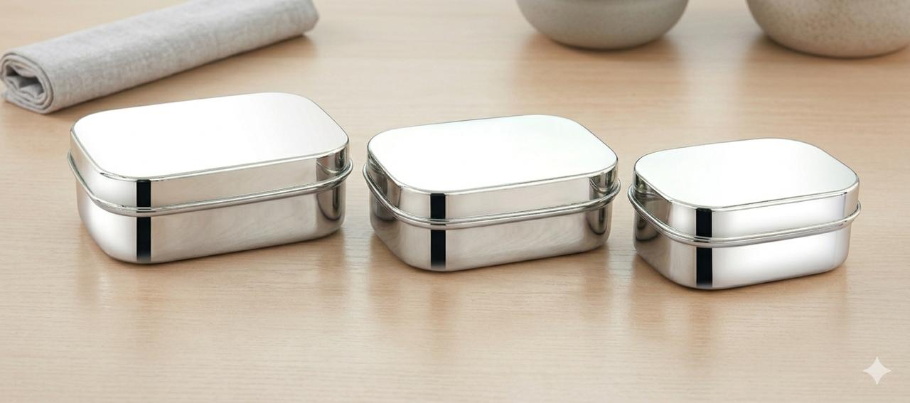 Nesting Stainless Steel Food Containers (Set of Three)