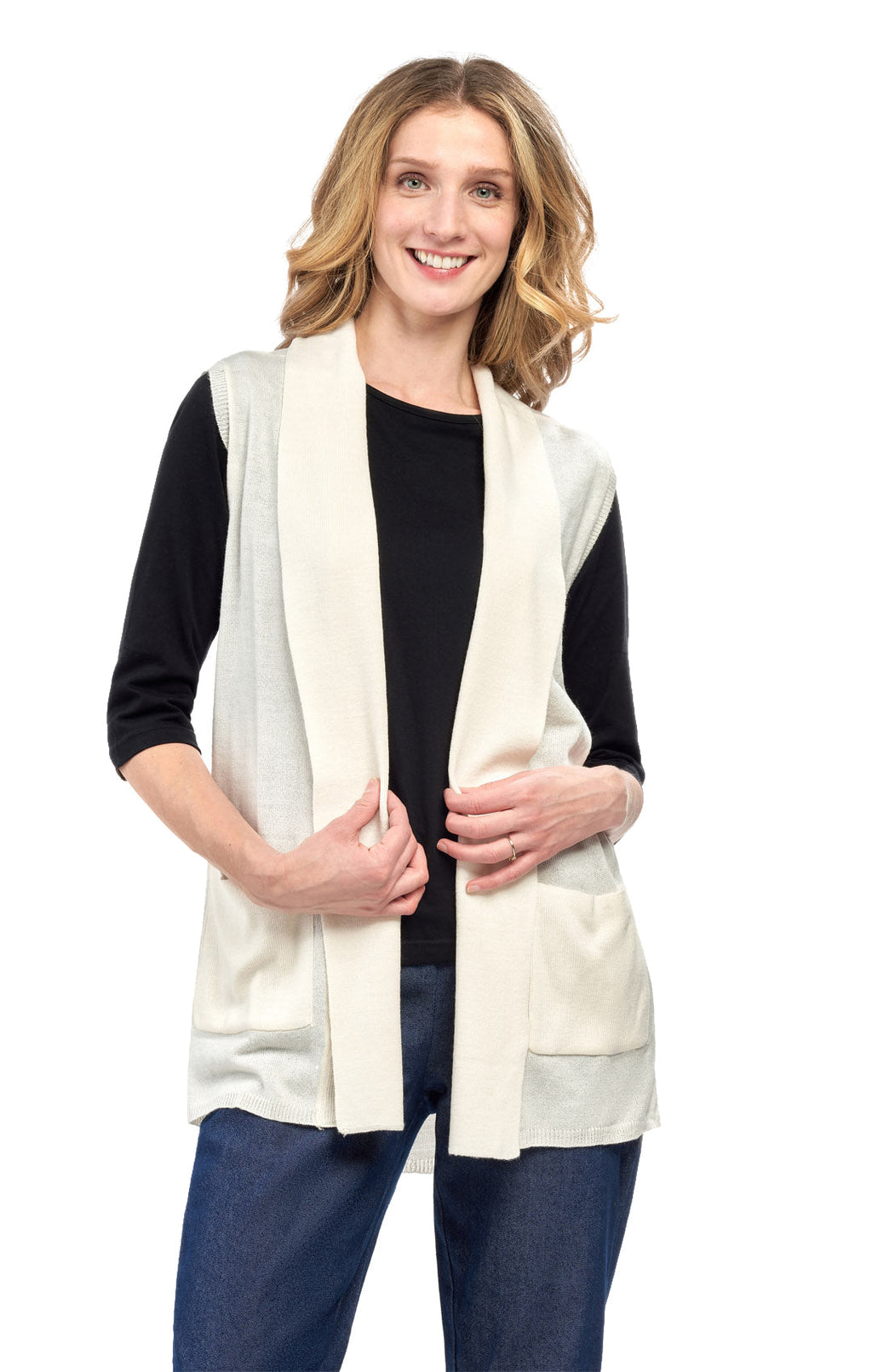 Women's Sleeveless Open Front Shawl Collar Vest — Soft Knit