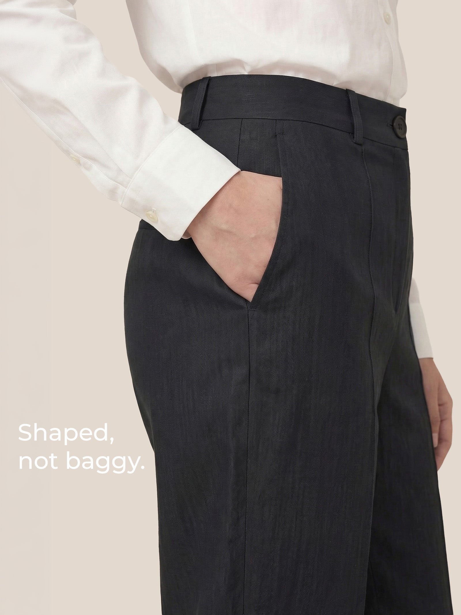 Linen Tailored Straight Cropped Pants LOGAN