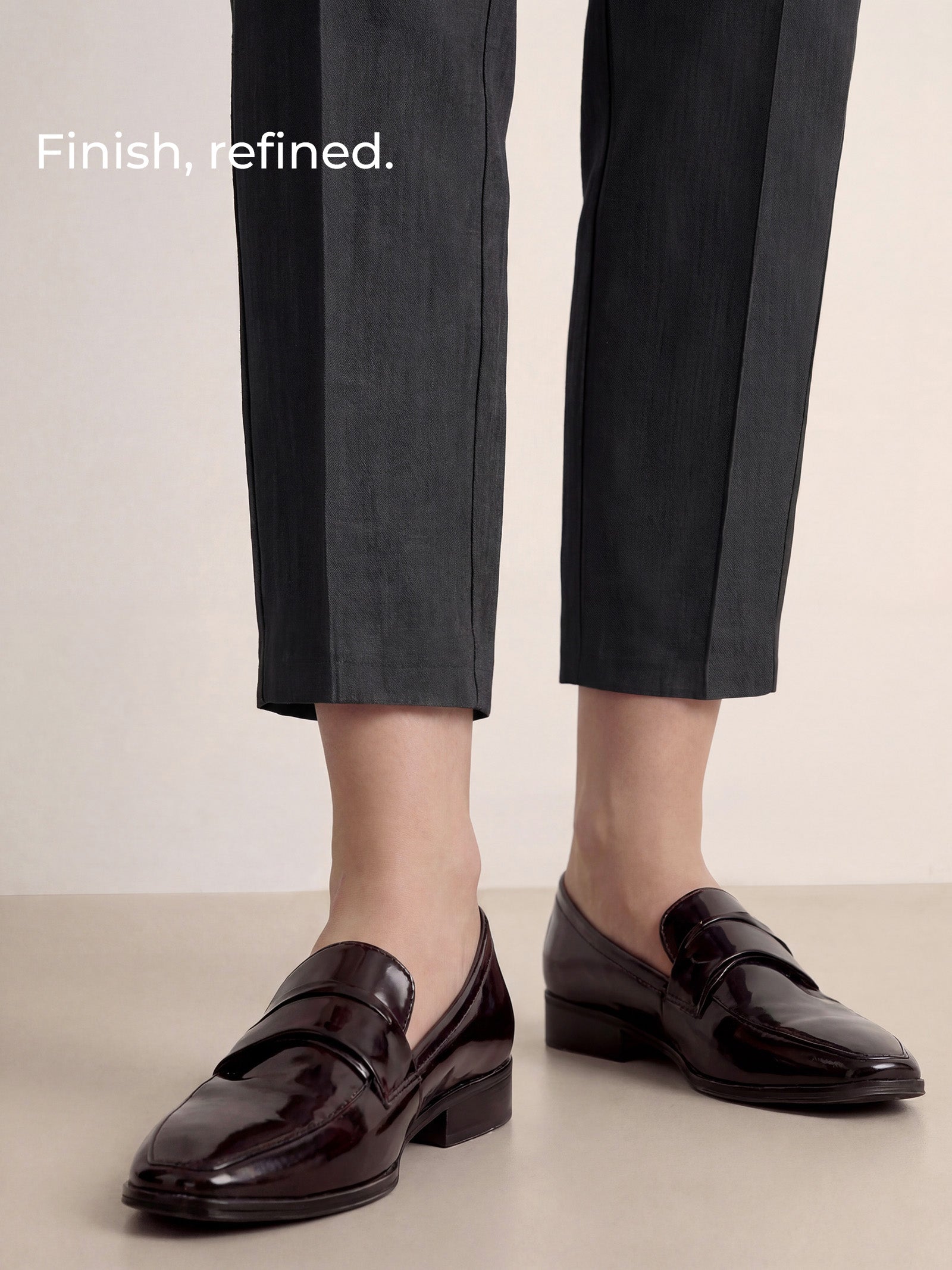 Linen Tailored Straight Cropped Pants LOGAN