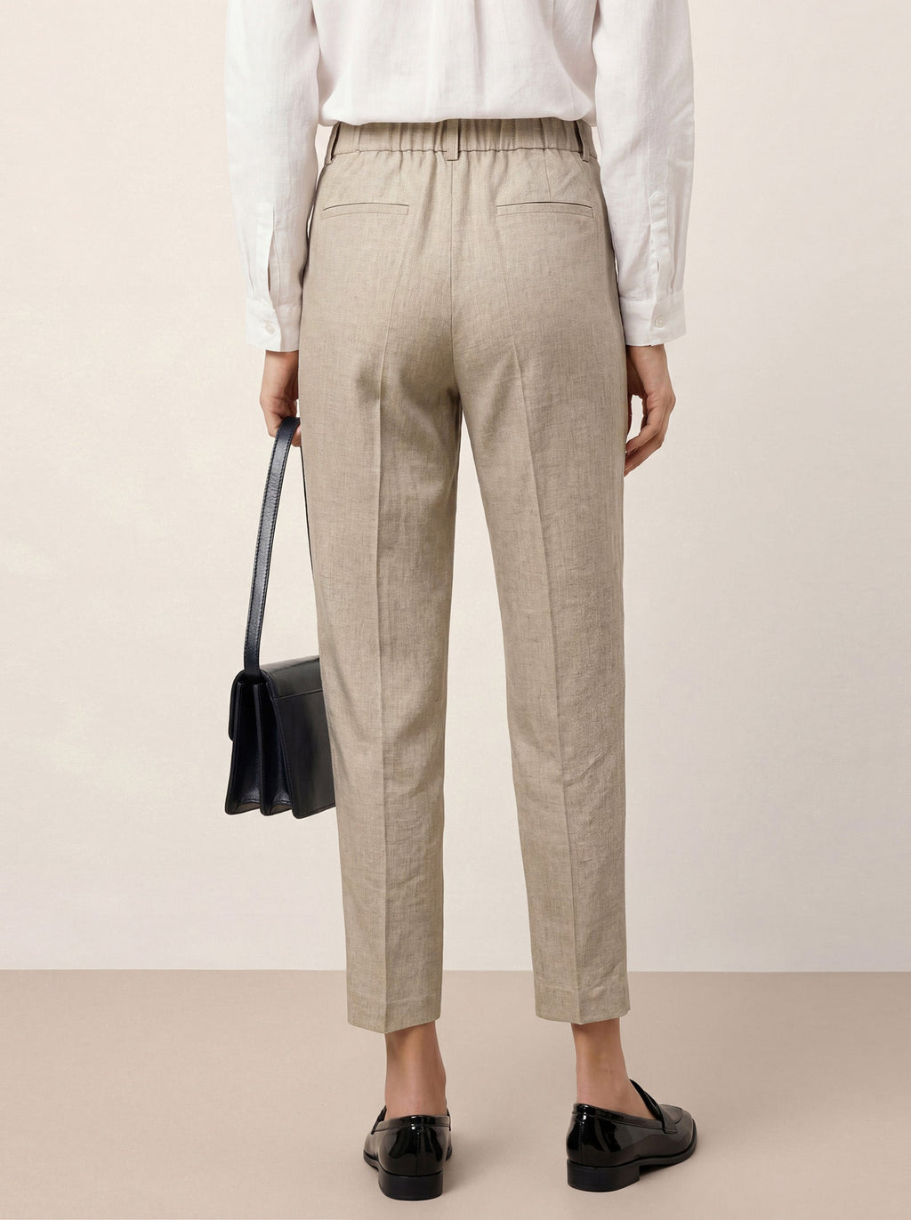Linen Tailored Straight Cropped Pants LOGAN