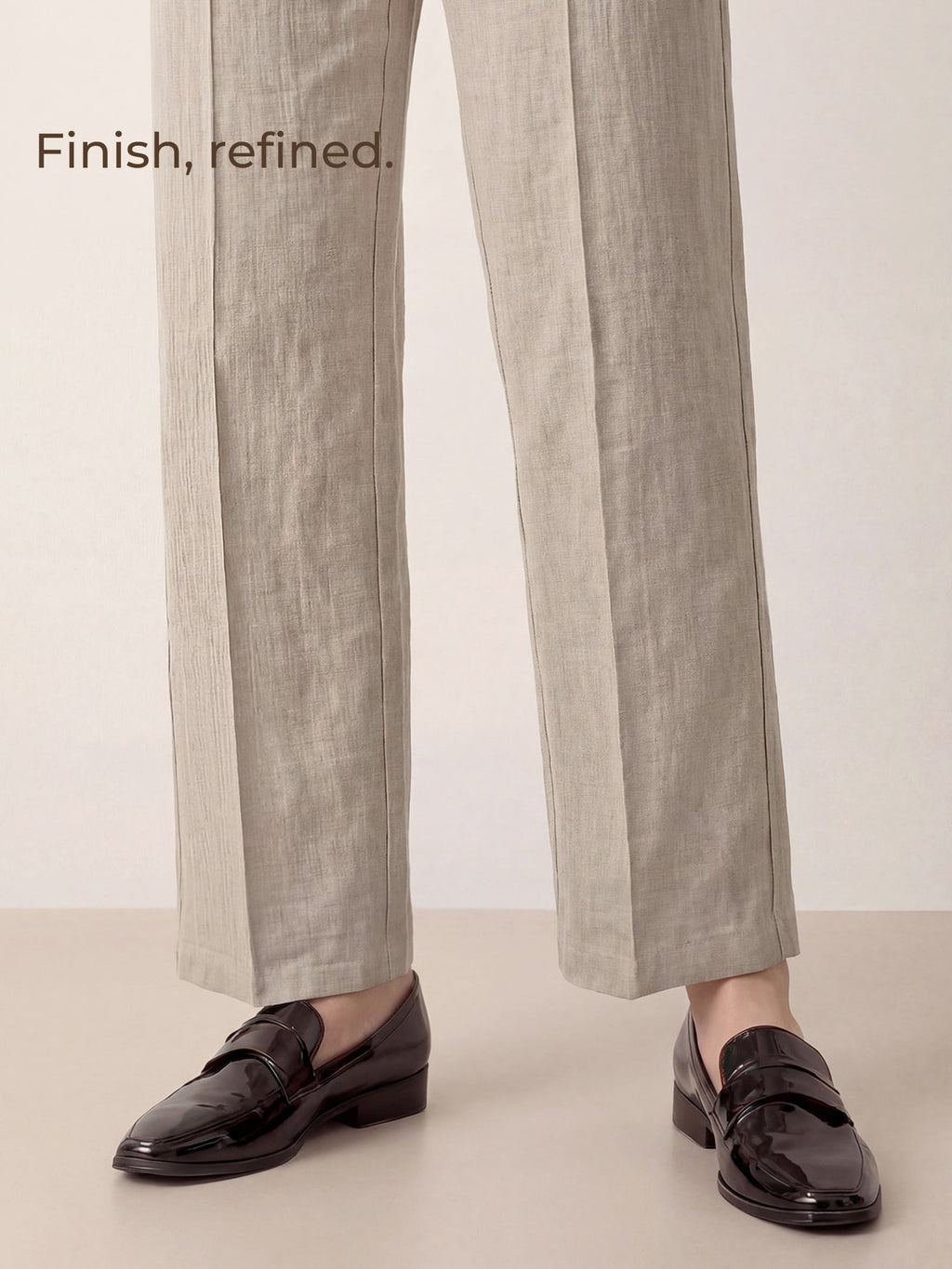 Linen Tailored Wide Leg Full Length Pants LEIGHTON