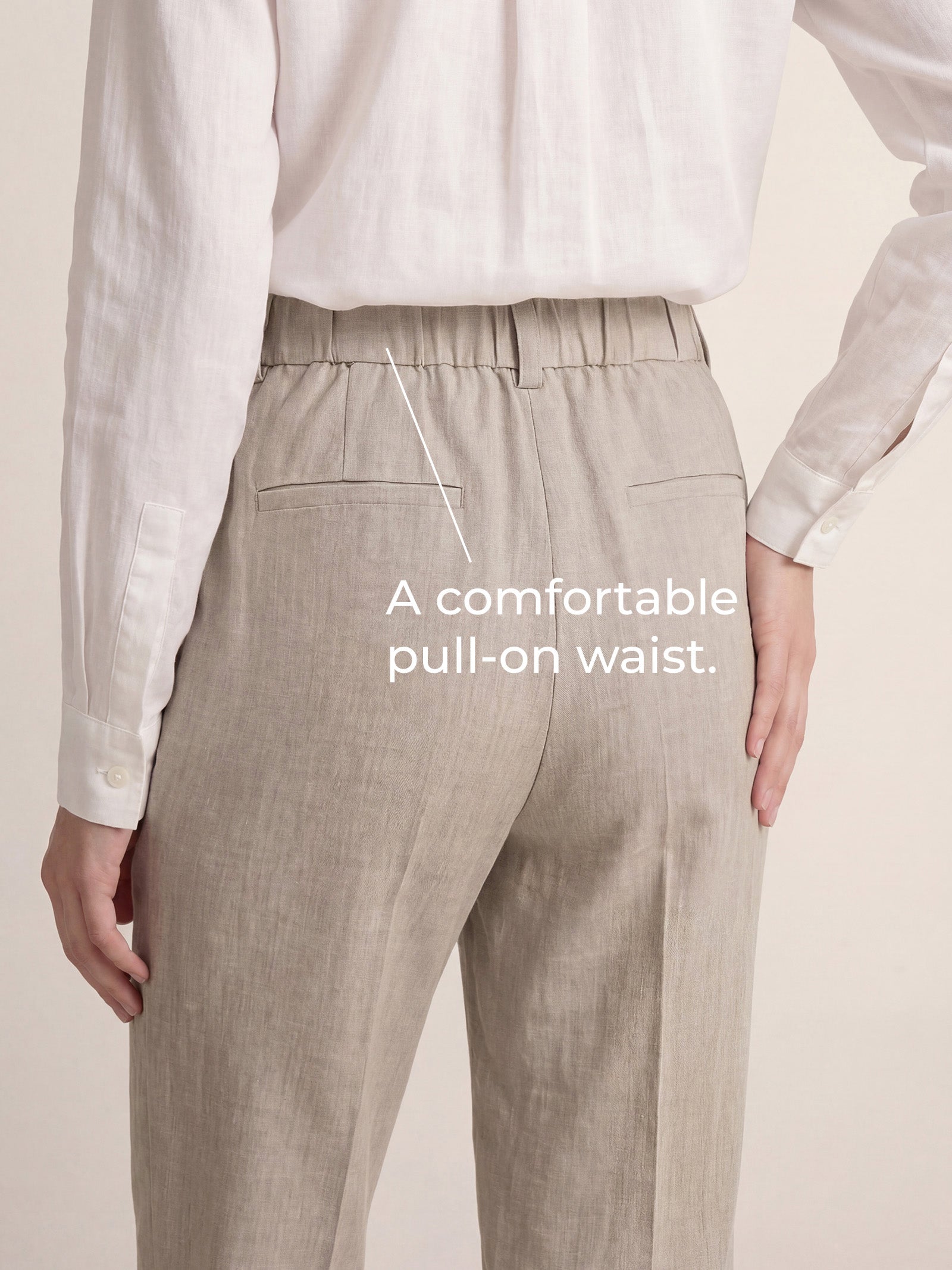 Linen Tailored Wide Leg Full Length Pants LEIGHTON