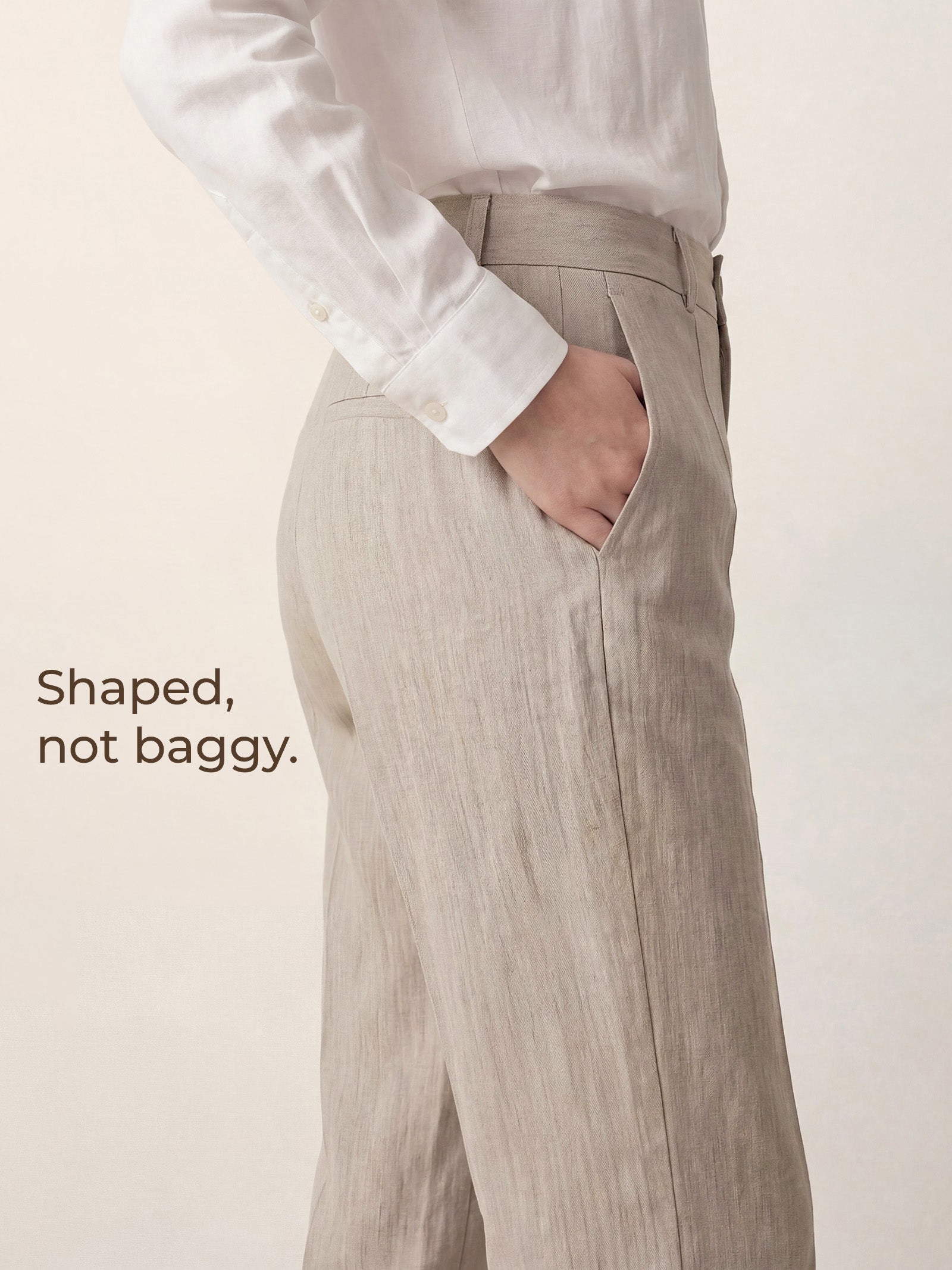 Linen Tailored Wide Leg Full Length Pants LEIGHTON