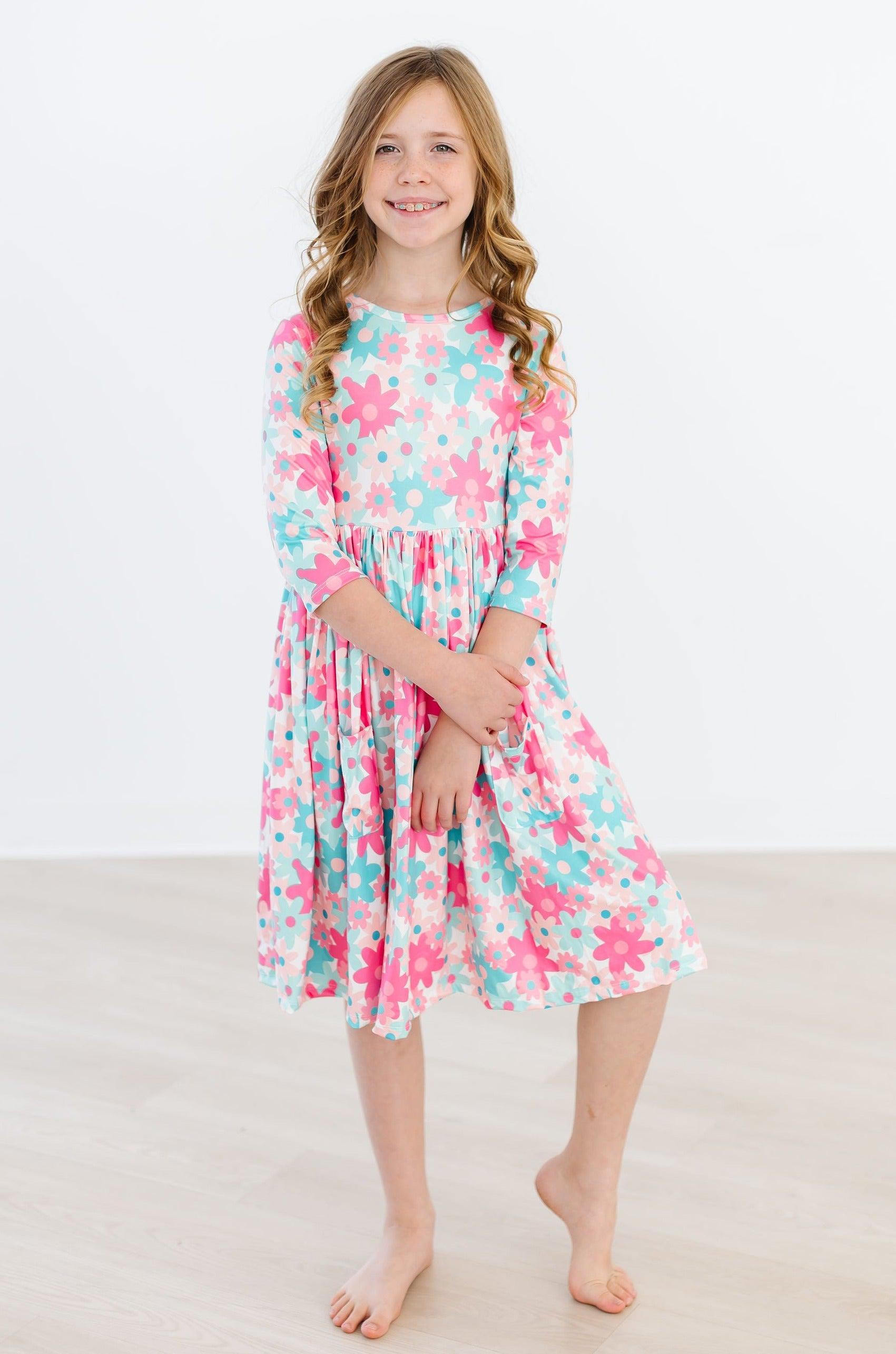 SALE Petal Perfection 3/4 Sleeve Pocket Twirl Dress