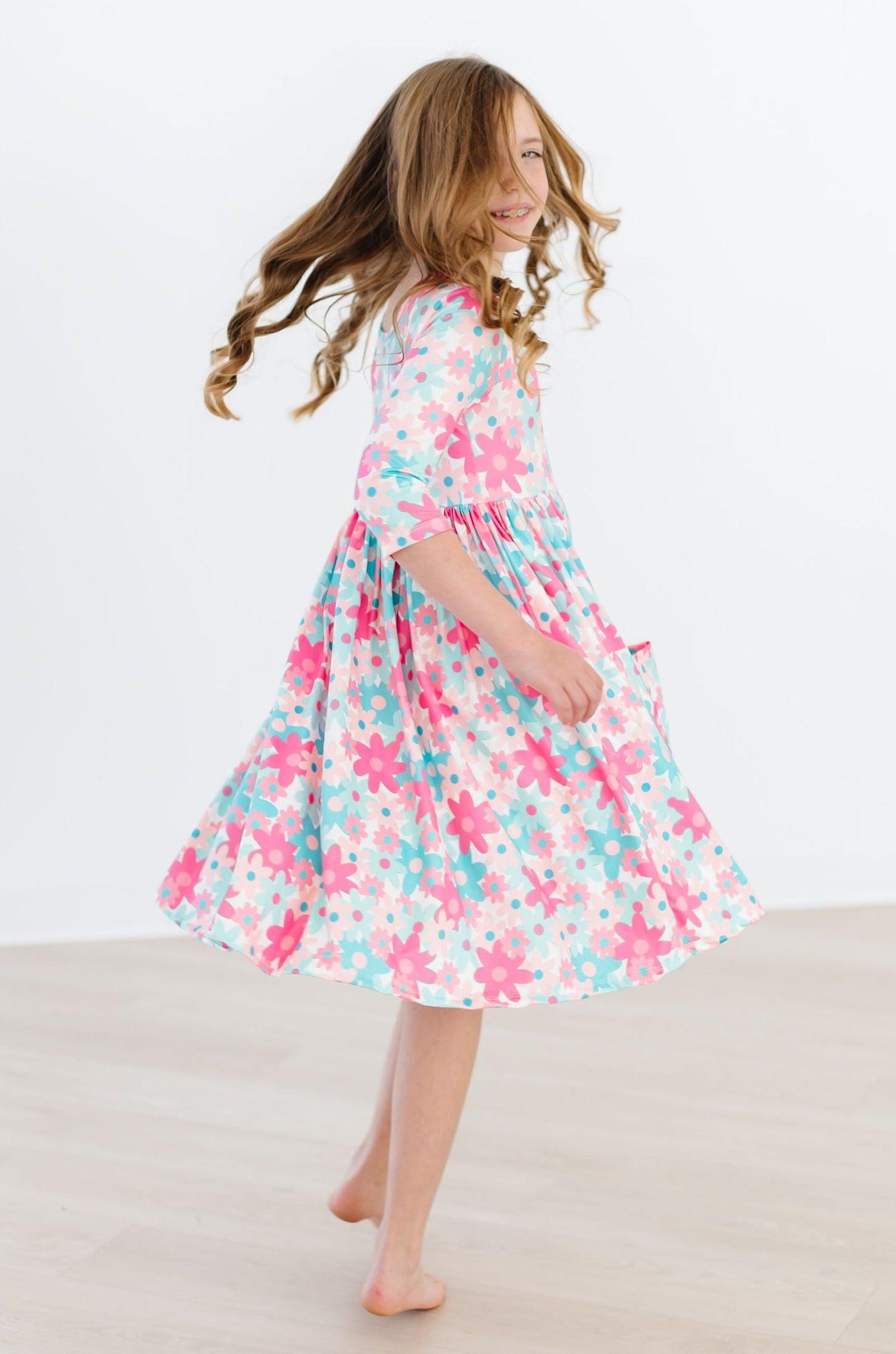SALE Petal Perfection 3/4 Sleeve Pocket Twirl Dress