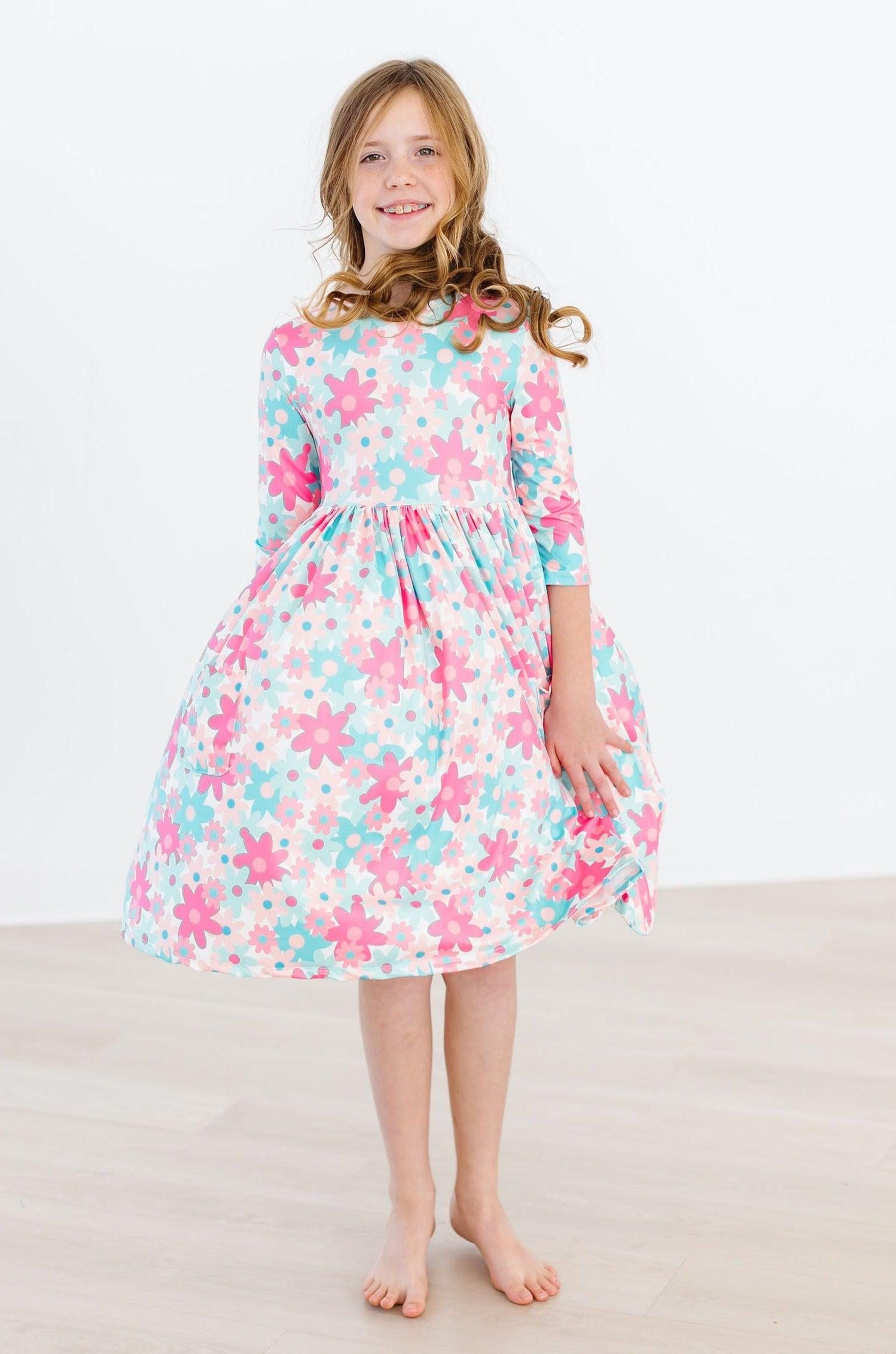 SALE Petal Perfection 3/4 Sleeve Pocket Twirl Dress