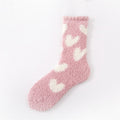 Pink/White Heart Fuzzy Socks