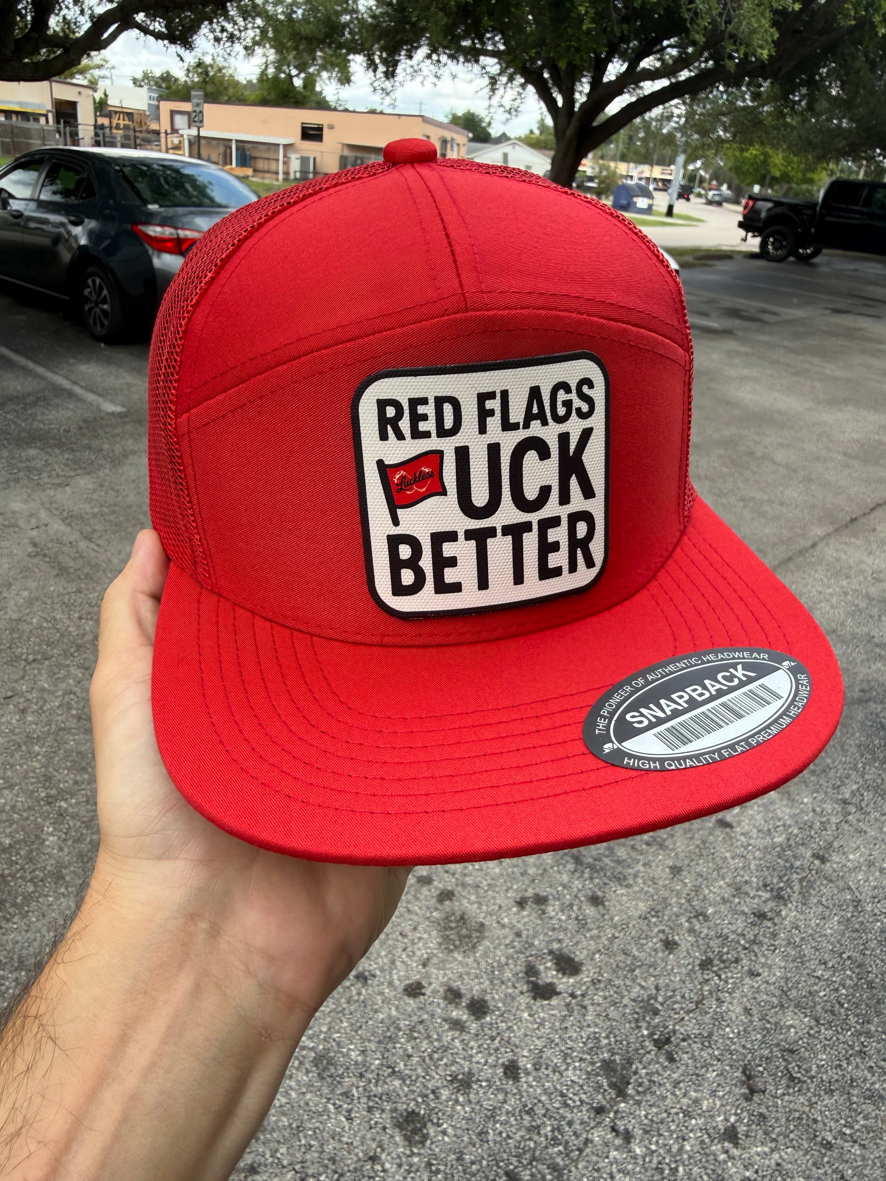 Red Flags Fuck Better | 7 Panel Canvas Patch Hat