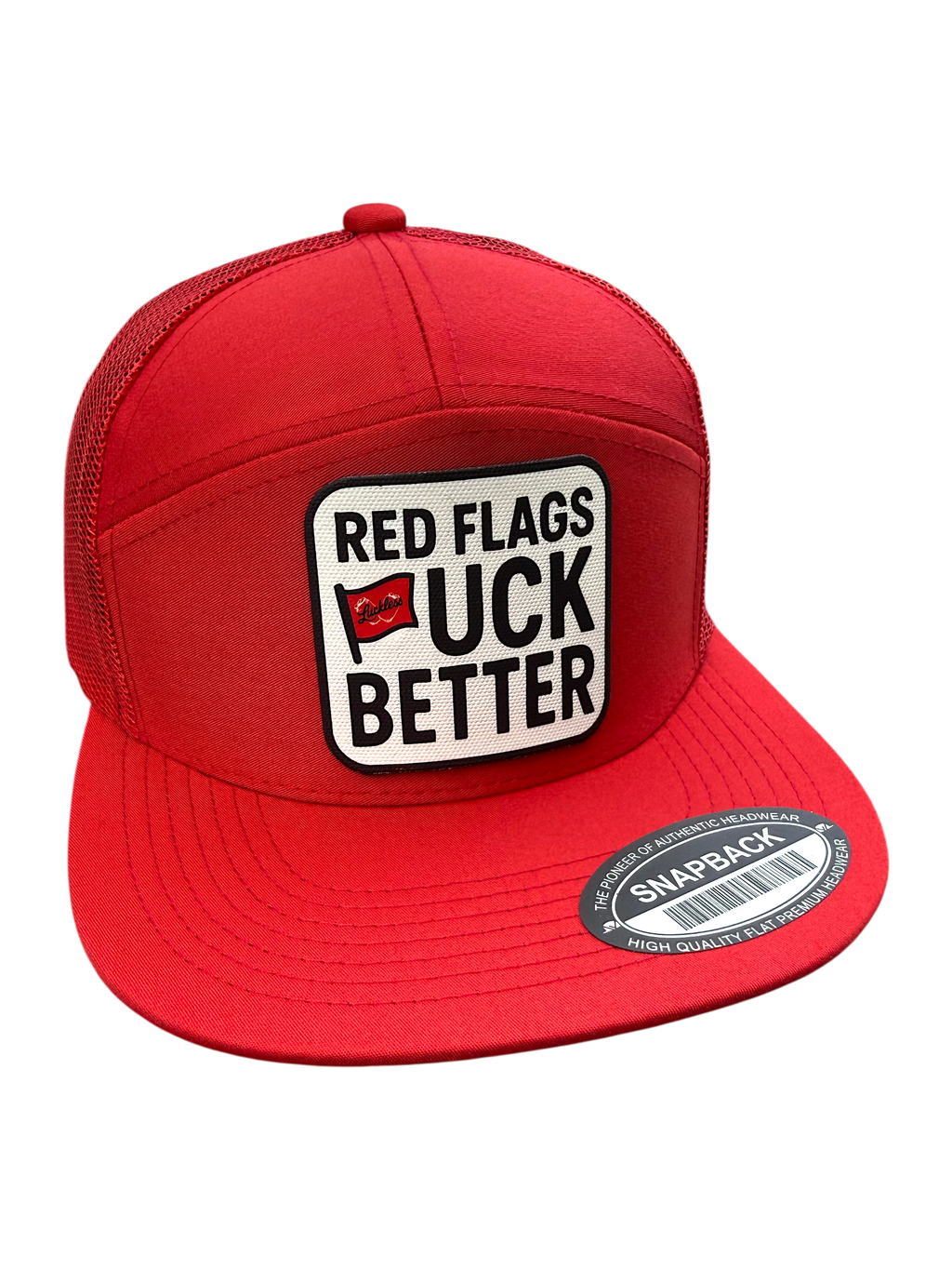 Red Flags Fuck Better | 7 Panel Canvas Patch Hat