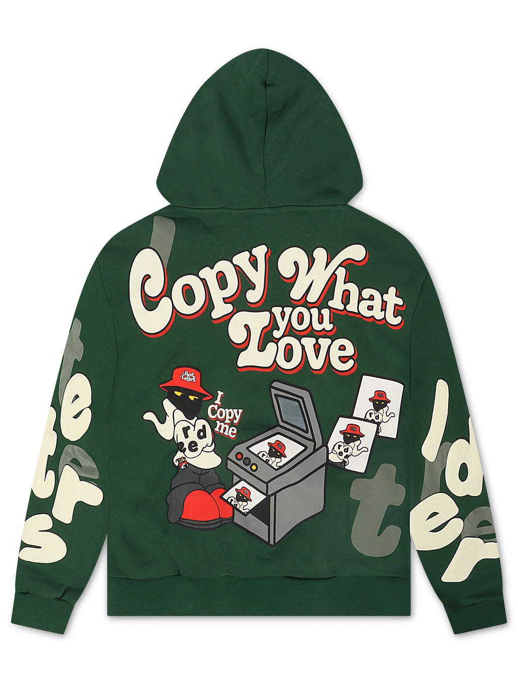 Red Letters Copy Me Scattered Hoodie - Green