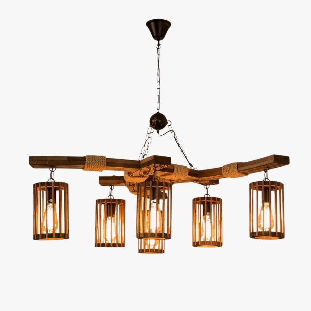 Retro Solid Wood Chandelier