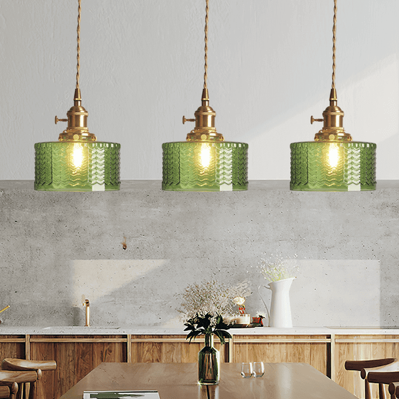 Retro Cylinder Glass Pendant Light