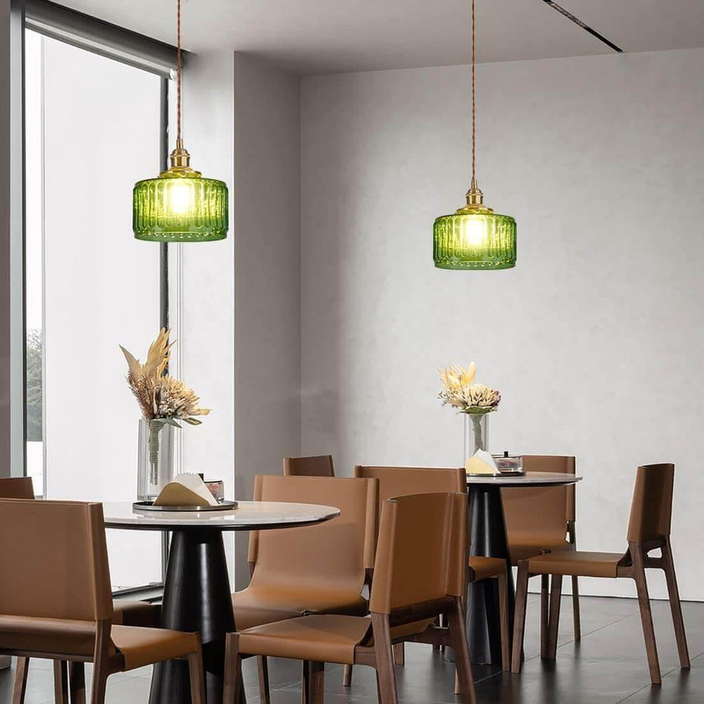 Retro Cylinder Glass Pendant Light