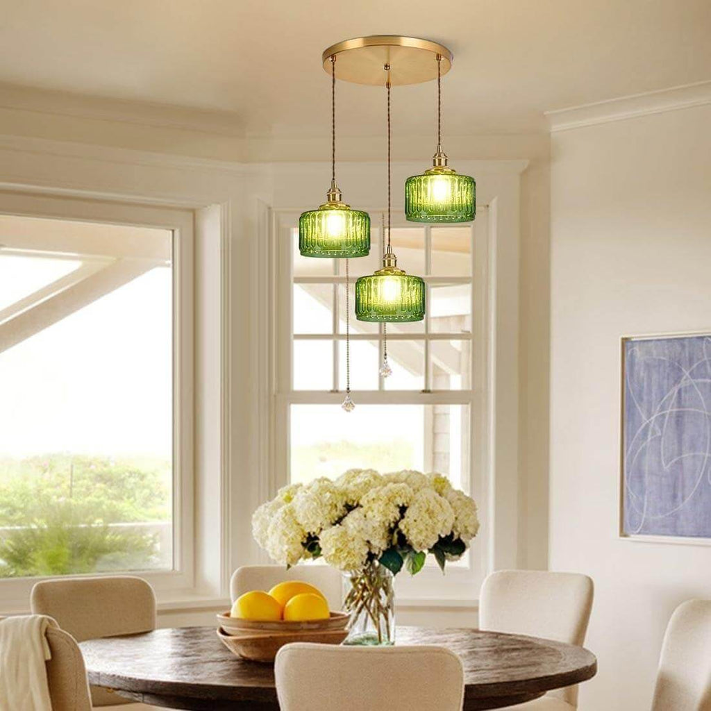 Retro Cylinder Glass Pendant Light