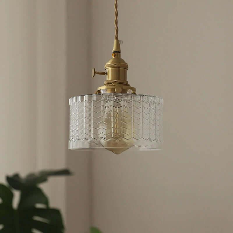 Retro Cylinder Glass Pendant Light