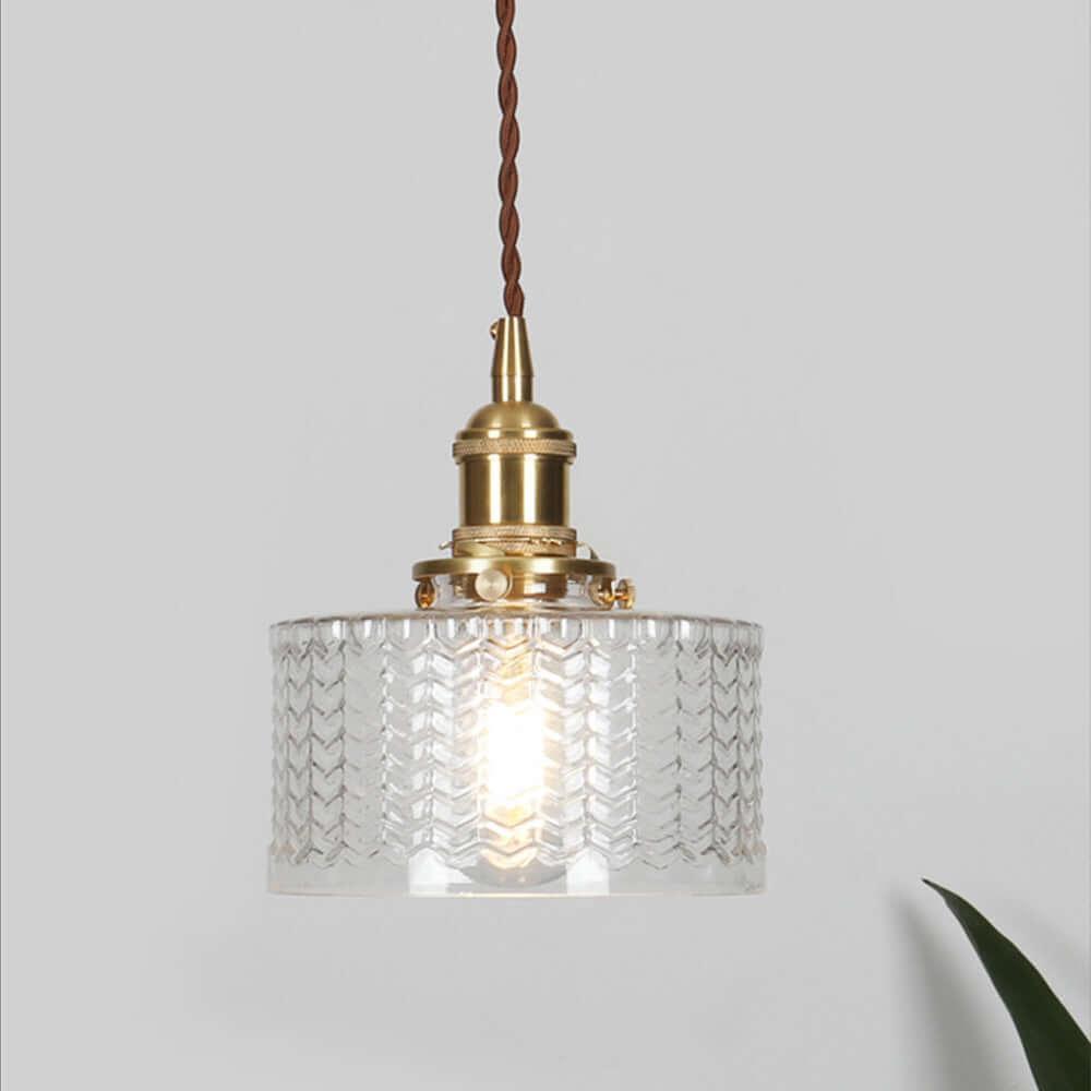 Retro Cylinder Glass Pendant Light